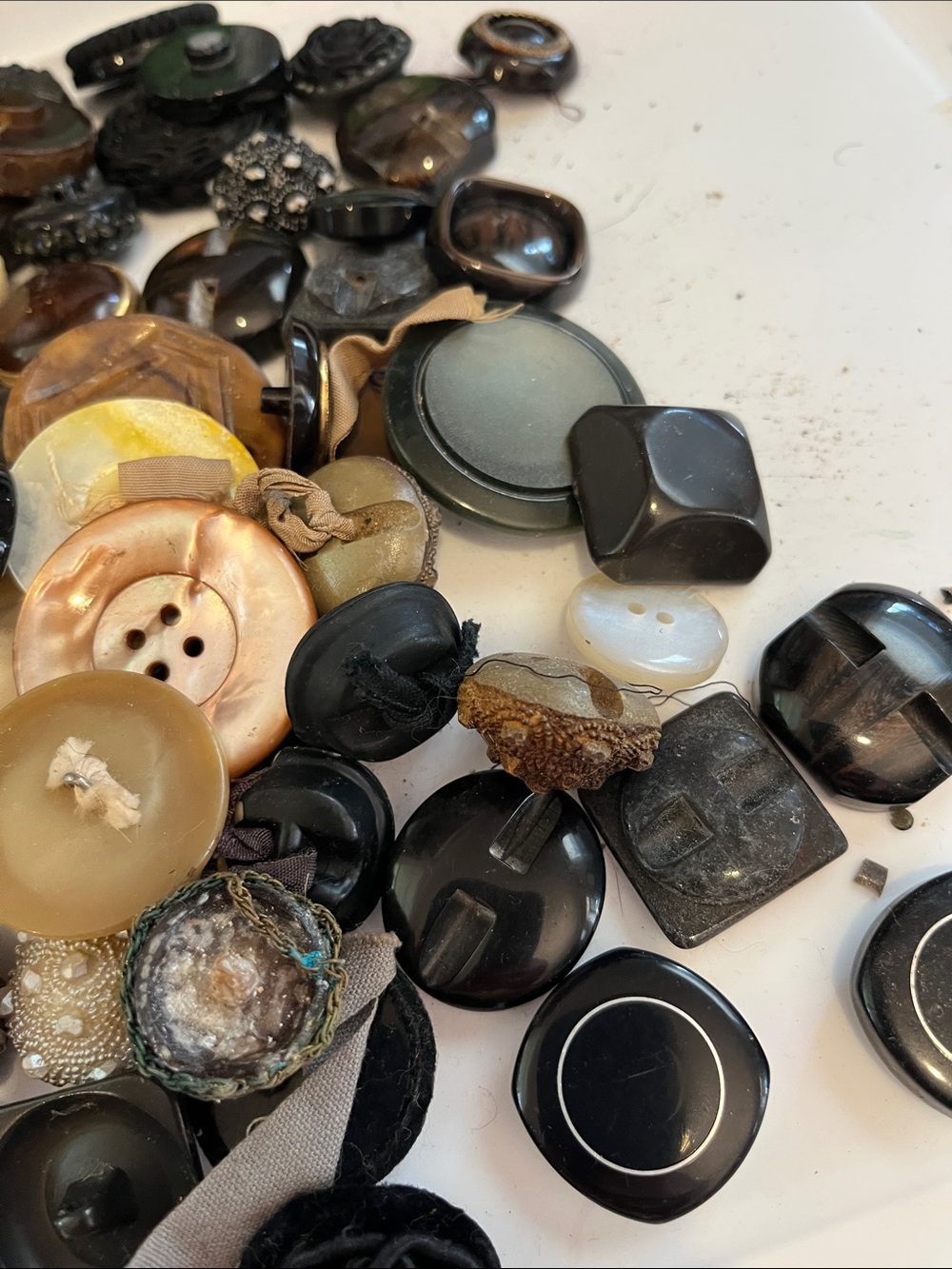 Assorted Vintage Black, Brown, Cream and Tan Decorative Buttons - fiber crafts - Picture 2 of 7